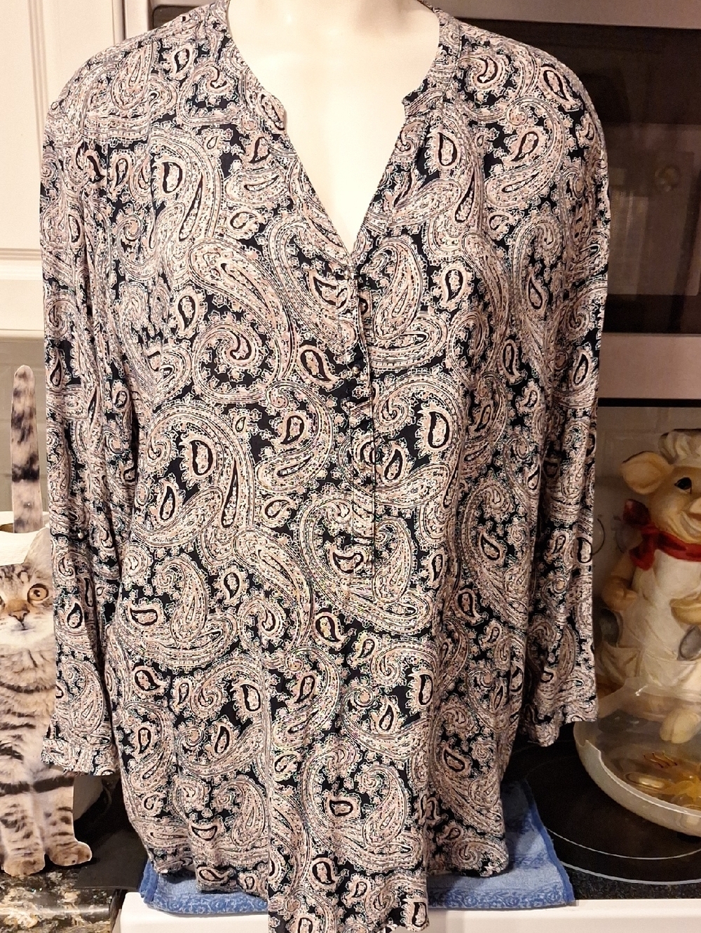 d grand & greene Paisley Button-Up 1/2 Way Tunic. 2X